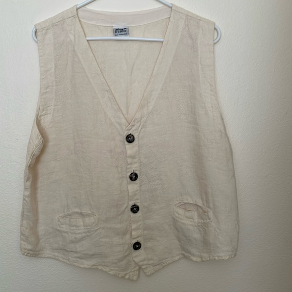 CP Shades Jackets & Blazers - Rare CP Shades Embroidered 100% Linen Vest Vintage Y2K